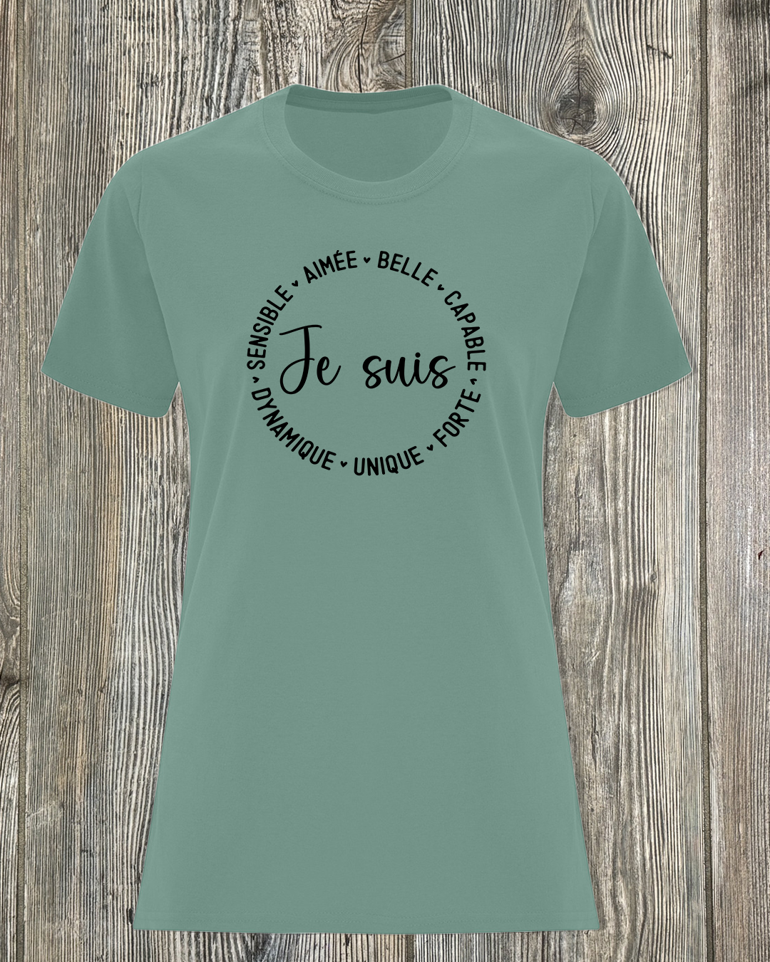 vert laurier, t-shirt je suis