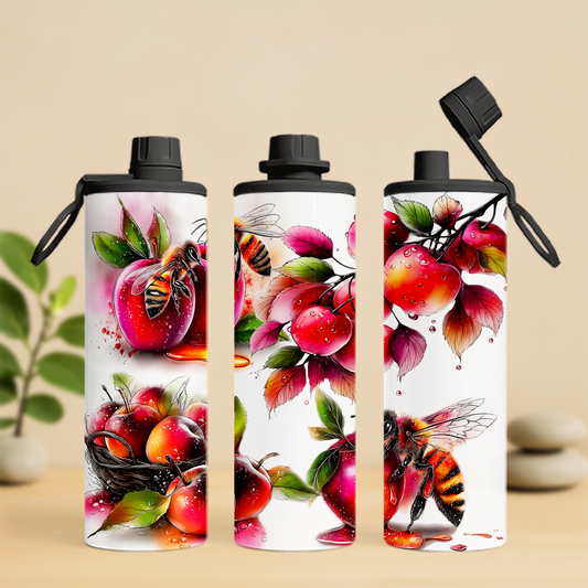bouteille isotherme 20 oz, abeilles et pommes, automne