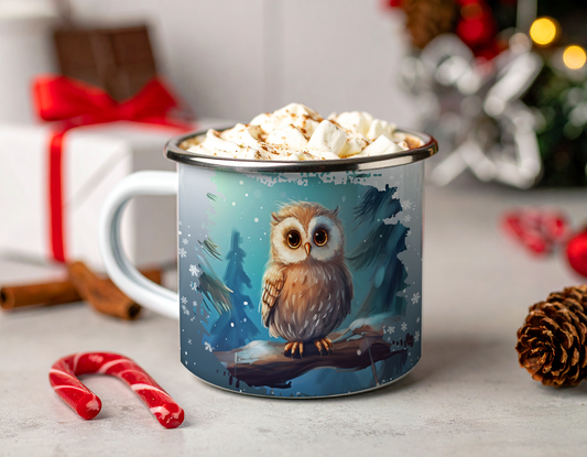 Tasse en émail, Hibou