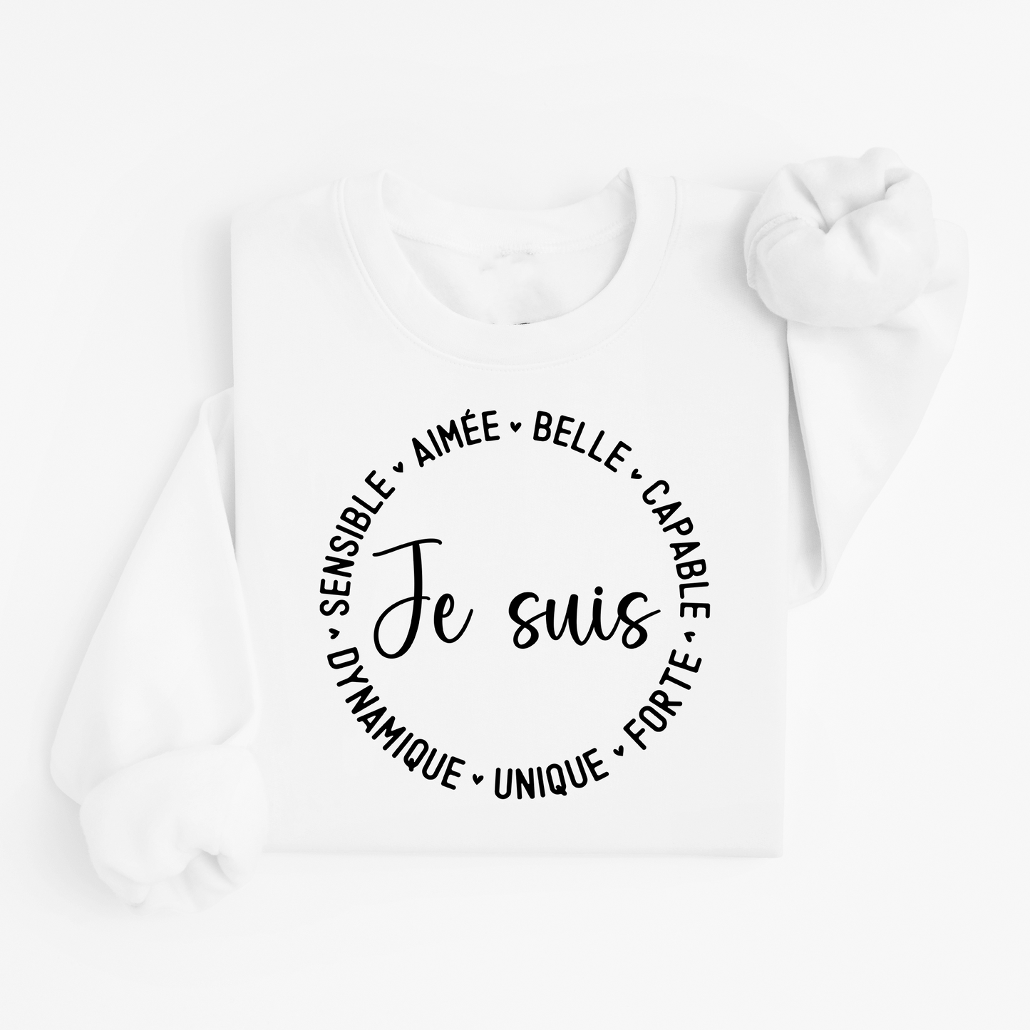 chandail à col rond, affirmation positive