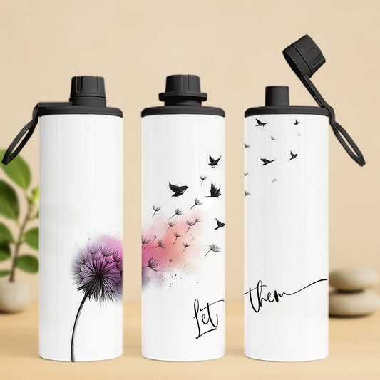 bouteille isotherme 20 oz, let them, dandelion et oiseaux