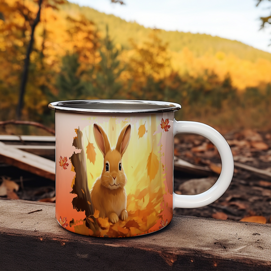 Tasse en émail, Lapin d'automne
