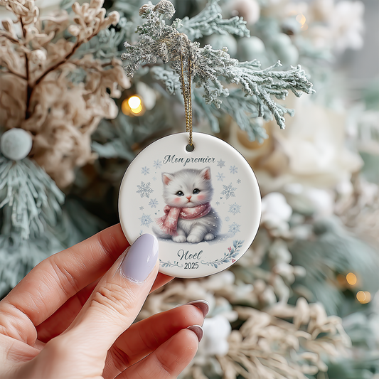 ornement de noel, mon premier noel, chaton