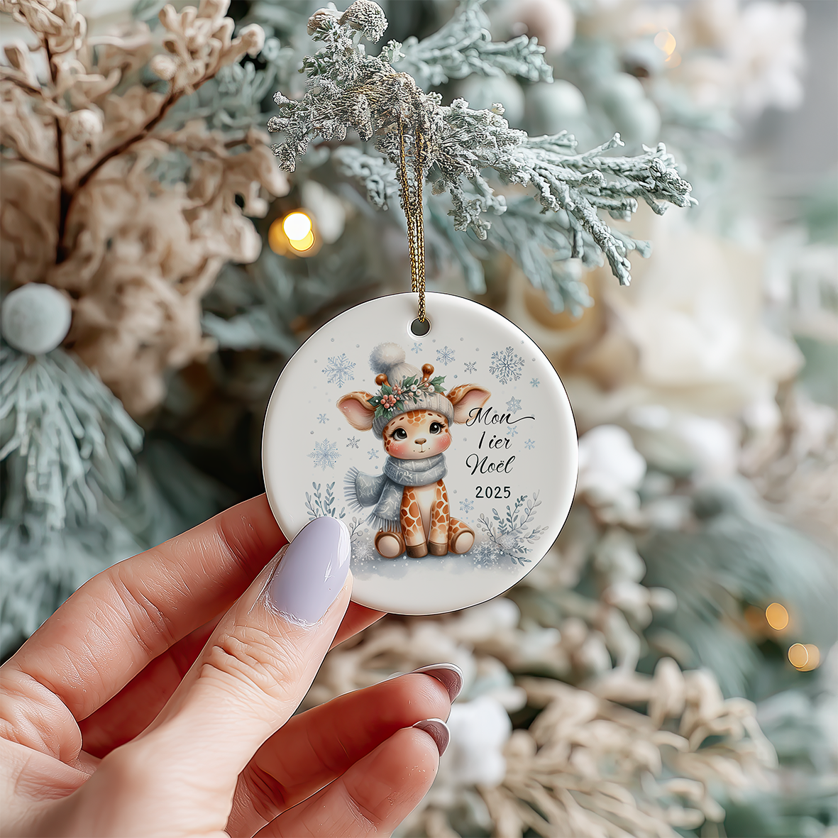 ornement de noël, mon premier noël, girafe